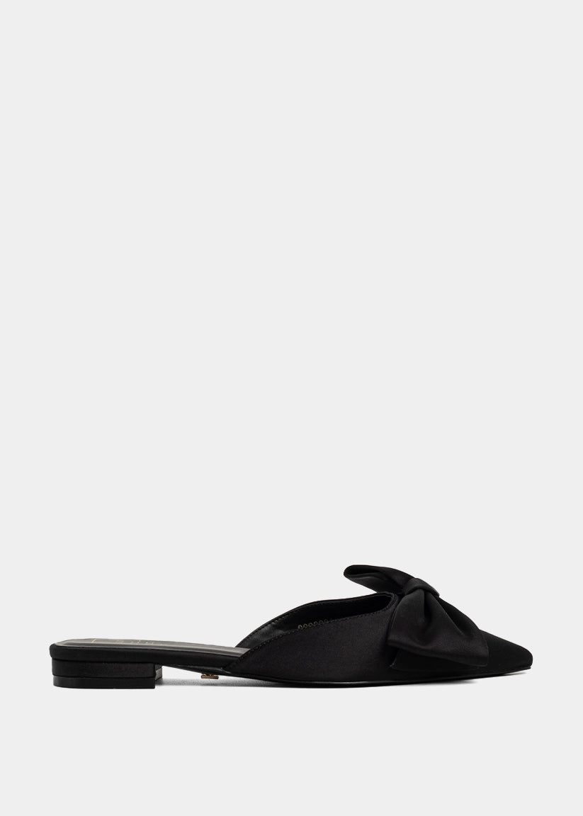 DOROTHY Black Flat Bow Mule | SHUSHOP