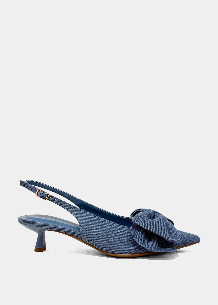 Nora Denim Slingback Kitten Heel – Chic Blue Style – SHUSHOP