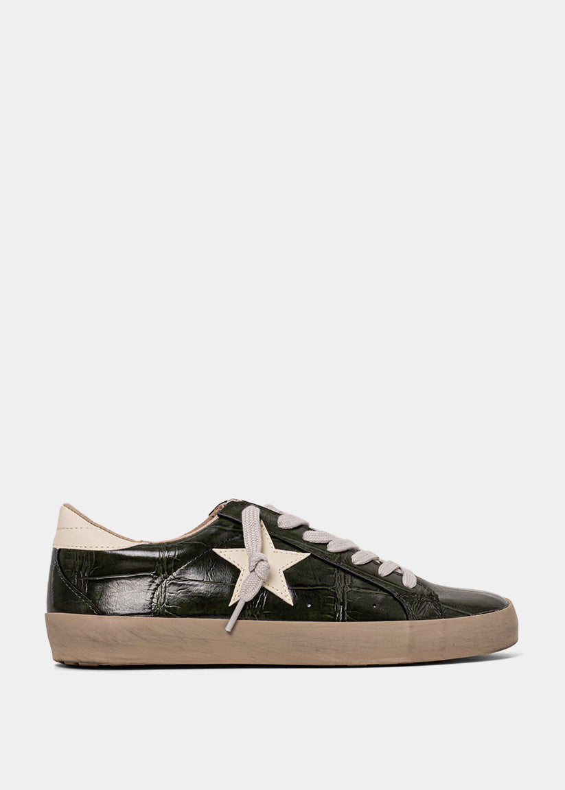 shu♡shu PAULA Olive Croco Sneaker | SHUSHOP