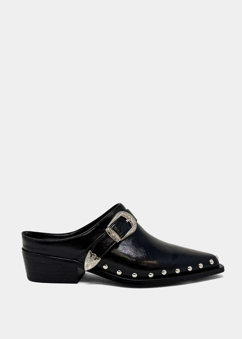Tessa Black Western Mule – SHUSHOP