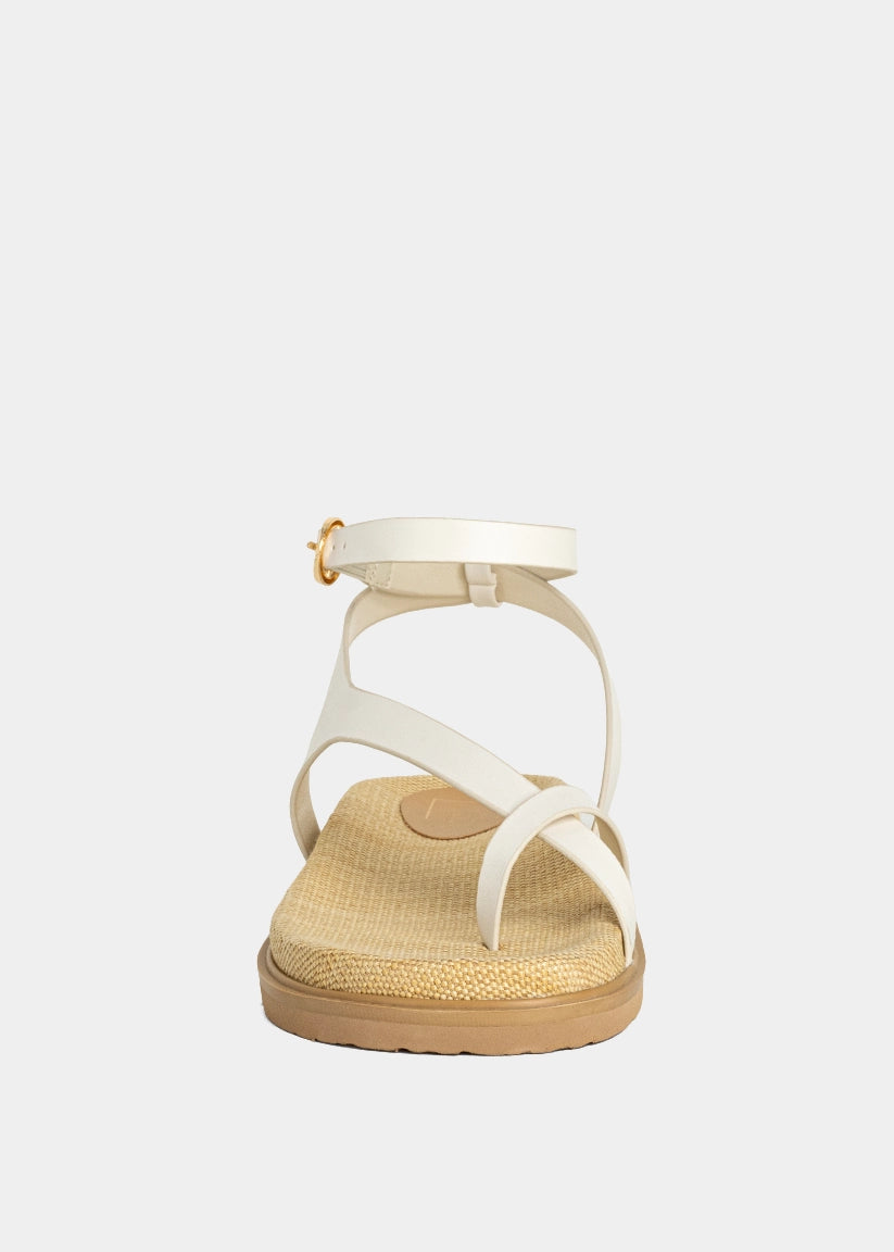BERRY White Flat Sandals