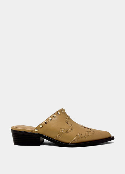 Thalia Nude Studded Western Mule – SHUSHOP Thalia Nude Studded Western Mule – SHUSHOP