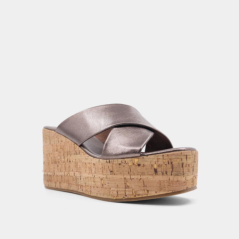 Coach cross band 2025 high wedge sandal